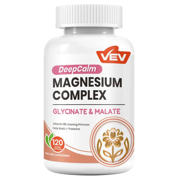 VEV Deep Calm Magnesium Complex for Women – Glycinate, Malate, B6, L-Theanine & Holy Basil – Support for Daily Magnesium & Stress Relief – 120 Vegan Capsules VEVAu supplements