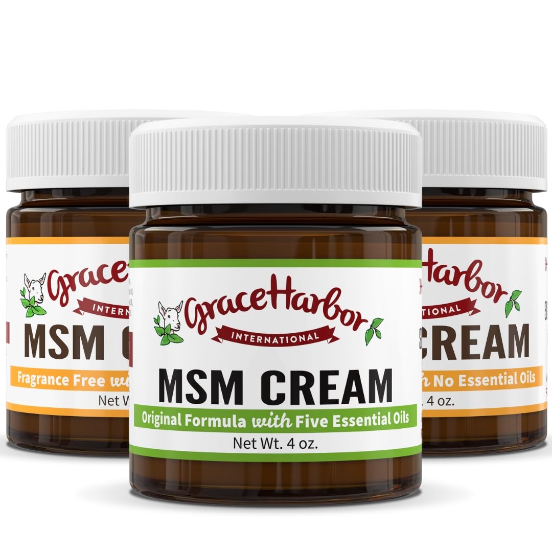 Grace Harbor MSM Cream – Variety 3 Pack – Daily Skin, Joint and Muscle Rub – Best Goat Milk Unscented Baby Lotion for Severly Dry Skin – Therapeutic Essential Oils and Fragrance Free – 4 oz Grace Harbor InternationalAu supplements