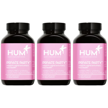 HUM Private Party Vaginal Probiotics for Women, pH Balance and Urinary Tract Support Vaginal Probiotic Supplement with Cranberry & Lactobacillus Blend, Women's Health Cranberry Pills, 90 Capsules HUMUS supplements