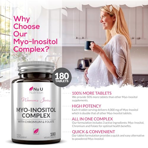 Myo-Inositol Complex 4000mg - 180 Vegan Tablets, 6 Weeks Supply - with 200ug Folate Nu U NutritionUS supplements