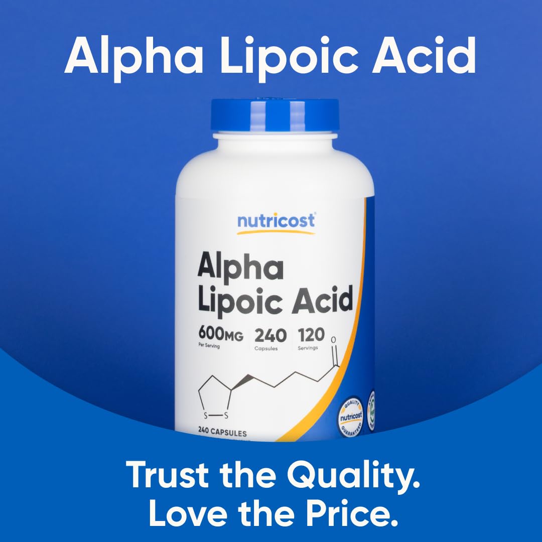 Nutricost Alpha Lipoic Acid 600mg Per Serving, 240 Capsules - Gluten Free, Vegetarian Capsules, Soy Free & Non-GMO NutricostUS supplements