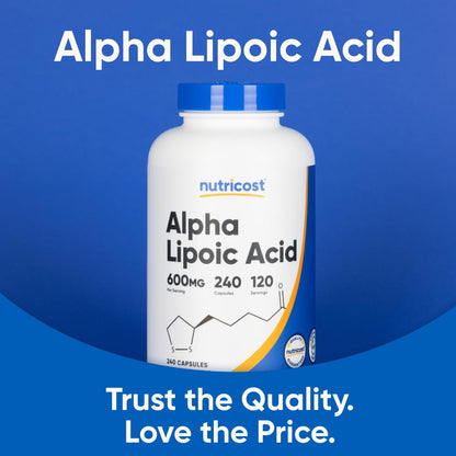 Nutricost Alpha Lipoic Acid 600mg Per Serving, 240 Capsules - Gluten Free, Vegetarian Capsules, Soy Free & Non-GMO NutricostUS supplements