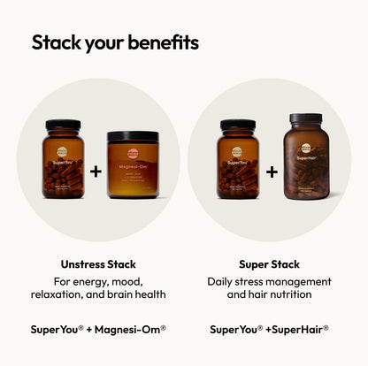 Moon Juice SuperYou Ashwagandha Supplements with Rhodiola, Shatavari & Amla - Cortisol Reducer for Energy, Mood, Focus and Stress Support, Vegan, Non-GMO & 100% Traceable, 60 Capsules, 30 Servings Moon JuiceUS supplements