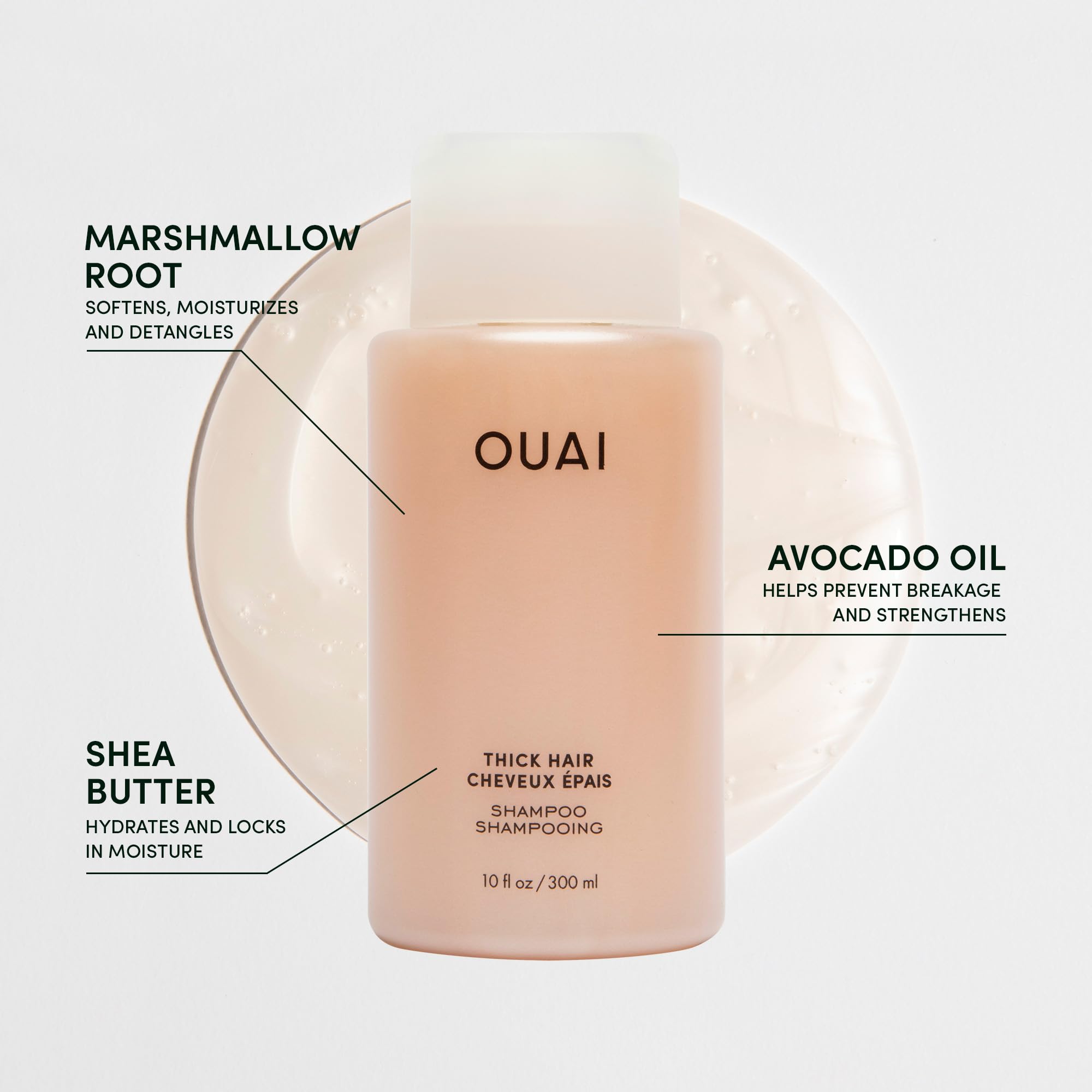 OUAI Thick Shampoo Travel Size - Moisturizing Shampoo with Keratin, Marshmallow Root, Shea Butter, Avocado Oil for Thick Hair - Strengthens & Hydrates - Paraben & Sulfate Free (3 Fl Oz) OUAIAu supplements