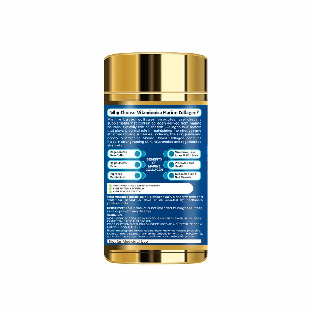 Vitaminnica Marine Collagen Capsules with Hyaluronic Acid & Vitamin C - Skin, Hair, Bones & Joints Vitaminnica Because your Health MattersUS supplements