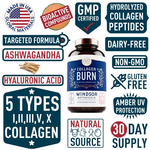 Thermogenic Multi Collagen Burn Capsules - Hydrolyzed Multi Collagen Complex Types WINDSOR BOTANICALSUS supplements