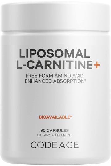 Codeage Liposomal L-Carnitine+ Supplement - 500 mg L-Carnitine L-Tartrate per Serving - Free-Form Amino Acid - Carnitine - Liposomal Delivery - Vegan, Non-GMO, Gluten-Free - 90 Capsules CodeageAu supplements