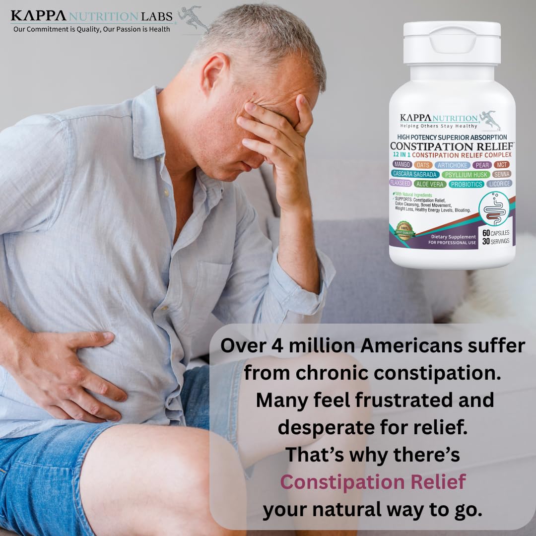 KAPPA NUTRITION Constipation Relief Supplement – Gentle Colon Cleanse for Regularity & Gut Health – Non-Habit Forming Formula with Fiber, Herbs & Probiotics – Non-GMO, 60 Capsules KAPPA NUTRITIONAu supplements