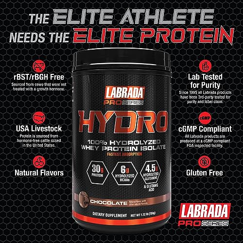 Labrada Hydro 100% Pure Hydrolyzed Whey Protein Isolate Powder, Lactose Free LabradaUS supplements