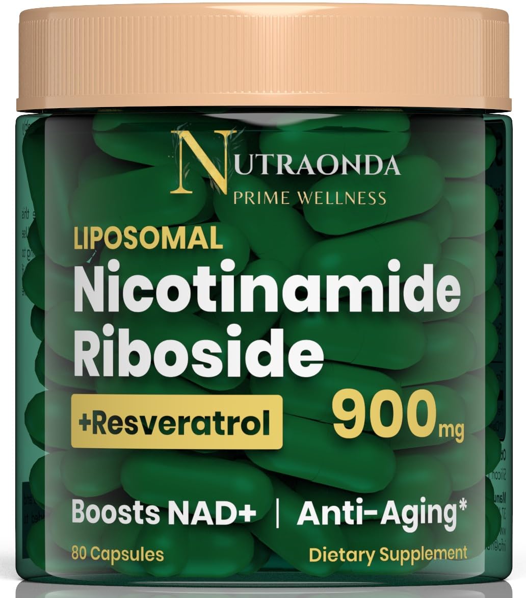 NUTRAONDA Liposomal Nicotinamide Riboside 900mg Resveratrol & Quercetin – NAD Supplement Plus for Anti Aging, Cellular Energy & Improve Health- 80 Capsules NUTRAONDAAu supplements
