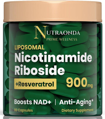 NUTRAONDA Liposomal Nicotinamide Riboside 900mg Resveratrol & Quercetin – NAD Supplement Plus for Anti Aging, Cellular Energy & Improve Health- 80 Capsules NUTRAONDAAu supplements