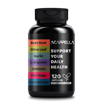 ACAPPELLA Moringa Capsules with Beet Root Capsule Olive Leaf Garlic L-Arginine Omega 3 Nattokinase Supplement - 120 Count ACAPPELLAAu supplements