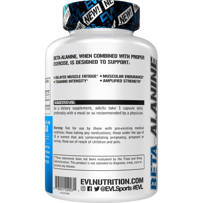 Evlution Nutrition Beta-Alanine Capsules - Enhance Training Intensity - 60 Count Beta EvlutionUS supplements