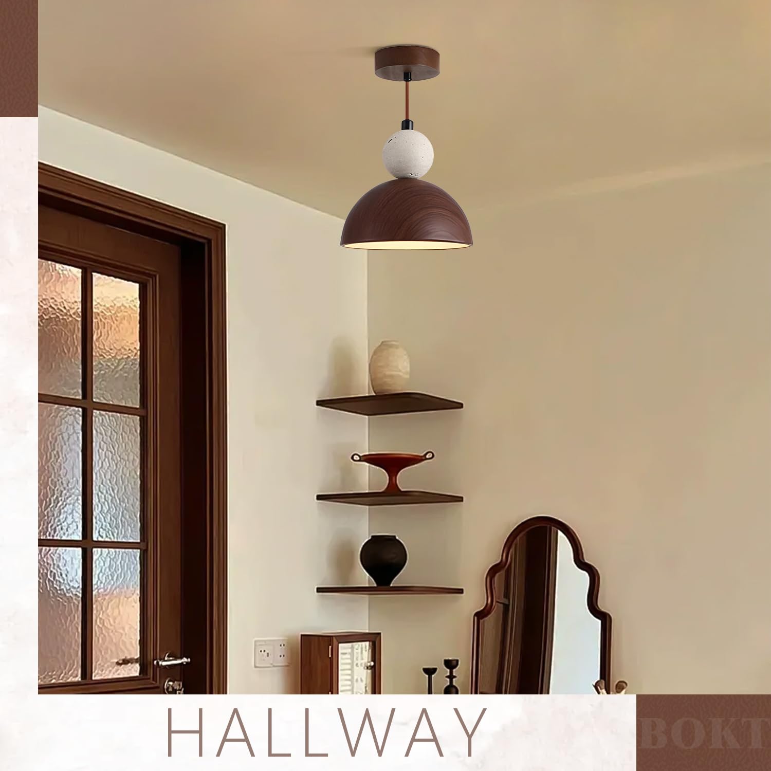 BOKT Wabi Sabi Pendant Light Nordic LED Ceiling Hanging Light Modern Natural Stone Pendant Light Adjustable Dimmable Walnut Mini Chandelier for Dining Room Living Room BOKTAu supplements