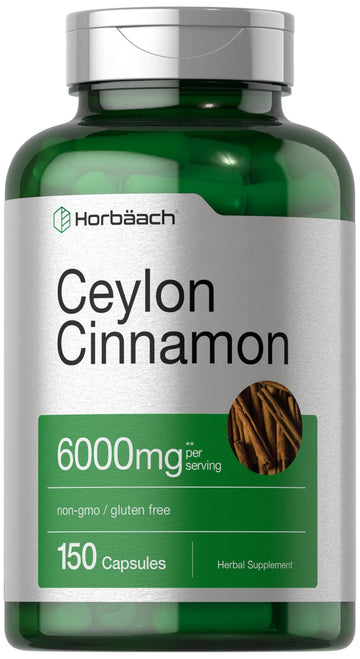 Ceylon Cinnamon Capsules | 6000 mg | 150 Count | Non-GMO & Gluten Free Supplement HorbäachAu supplements