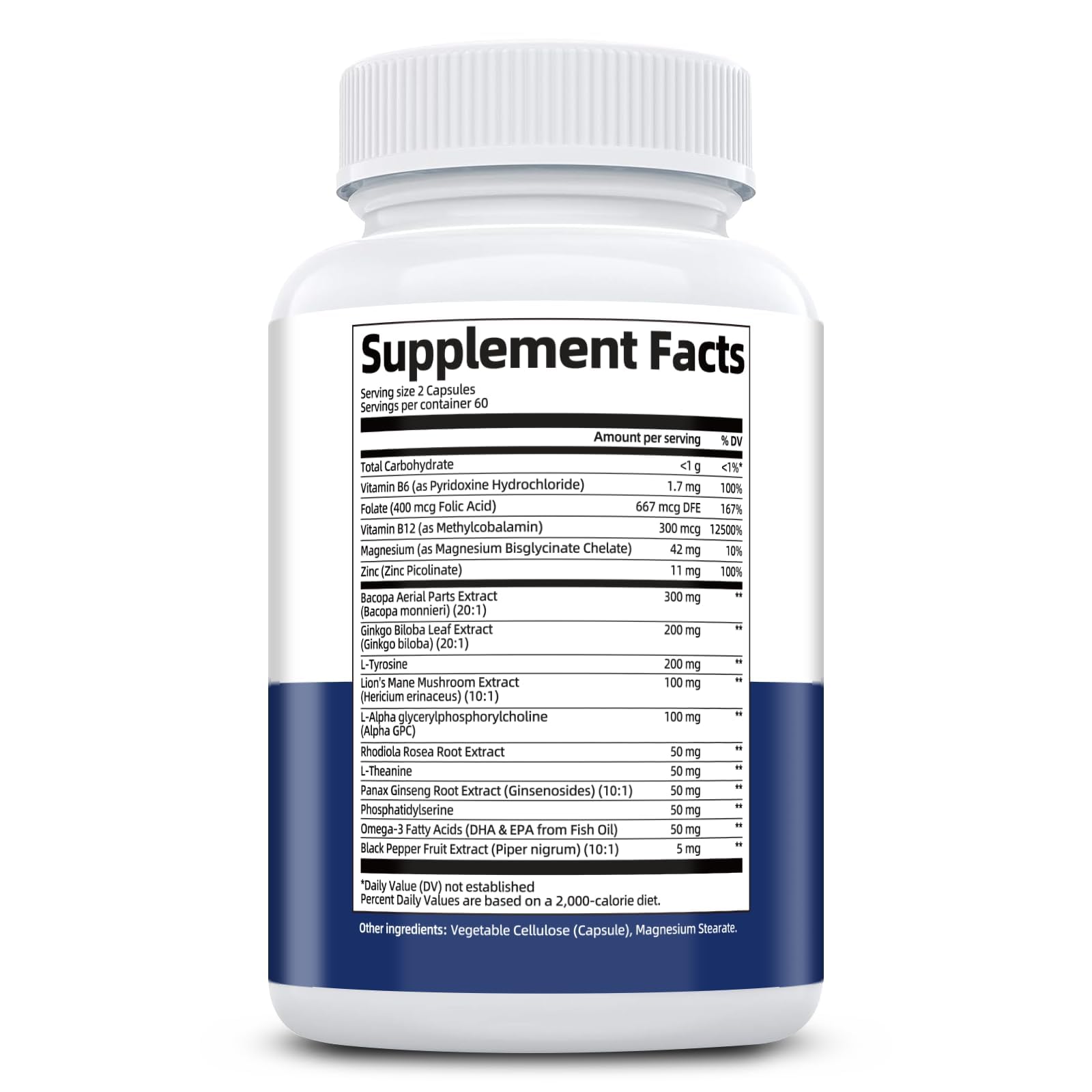 Brain Supplements for Memory and Focus | Nootropic with Bacopa Monnieri, Lion's Mane, Alpha GPC, Ginkgo Biloba | Mental Clarity & Cognitive Support | Vitamin B6 & B12 Neuro Health - Non-GMO, 120 Caps MigcopatAu supplements