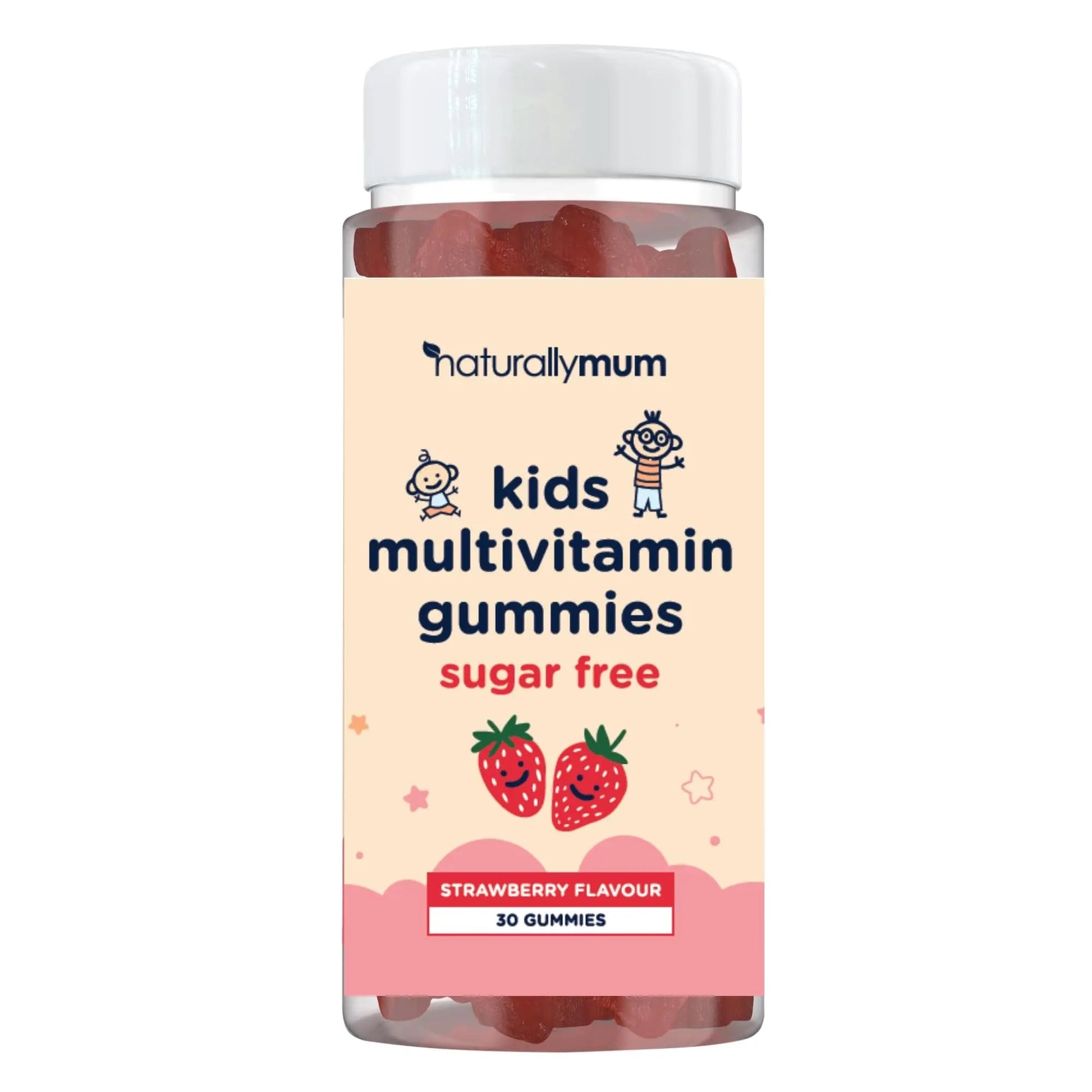 NaturallyMum Kids Multivitamin Gummies | for Children | Vegan Friendly | 30 Chewable Gummies | with Vitamins A, D, E, B6, B12, C | NaturallyMumAu supplements