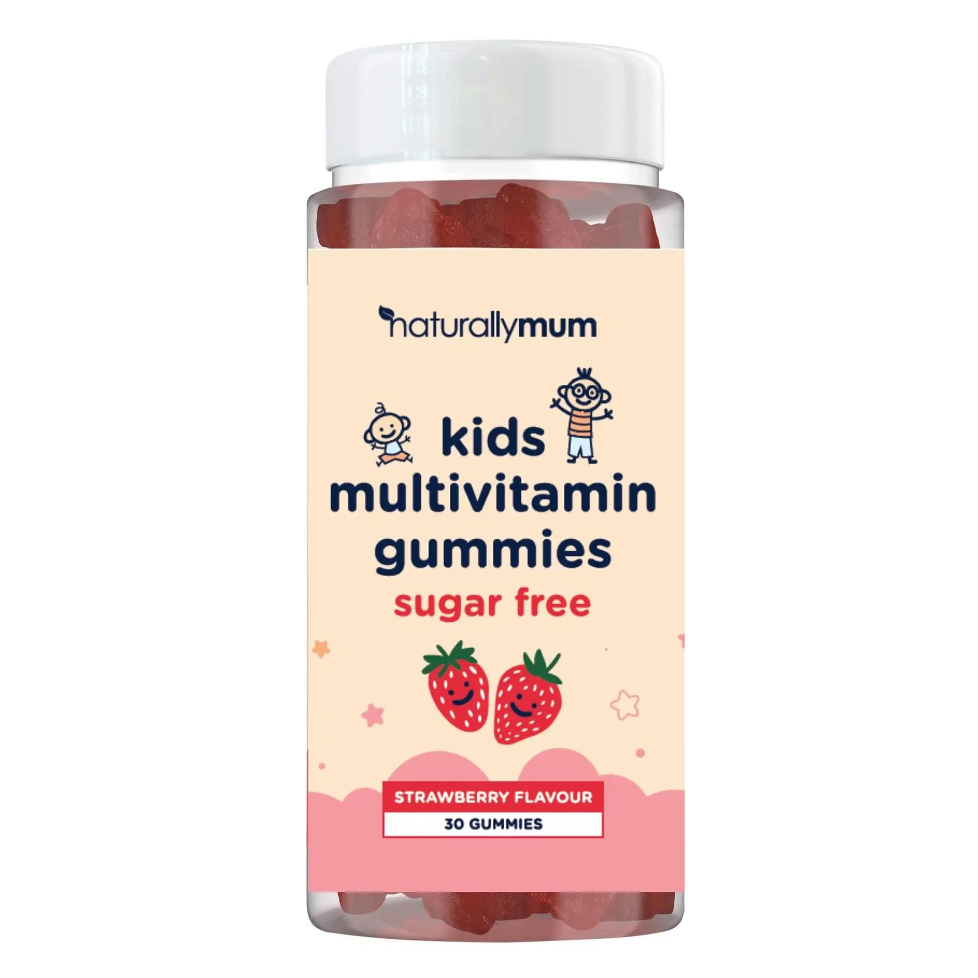 NaturallyMum Kids Multivitamin Gummies | for Children | Vegan Friendly | 30 Chewable Gummies | with Vitamins A, D, E, B6, B12, C | NaturallyMumAu supplements