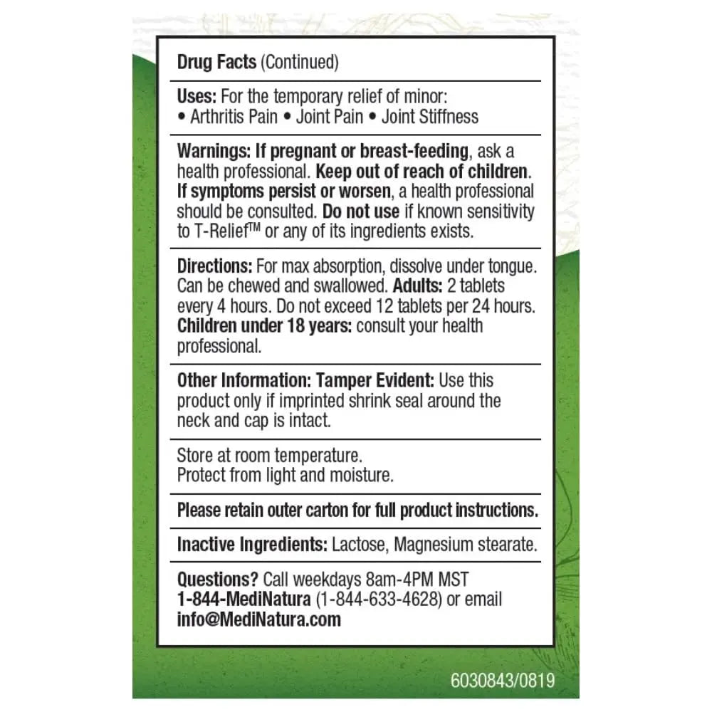 T-Relief Arthritis Arnica +12 Pain Relieving Natural Medicines Help Reduce Soreness Stiffness Aches & Pains in Joints Naturally - 100 Tablets (2 Pack) MediNaturaAu supplements
