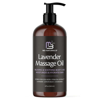 Lavender Massage Oil with Collagen and Stem Cells - Skin Tightening Massage Oil for Mass M3 NaturalsUS supplements