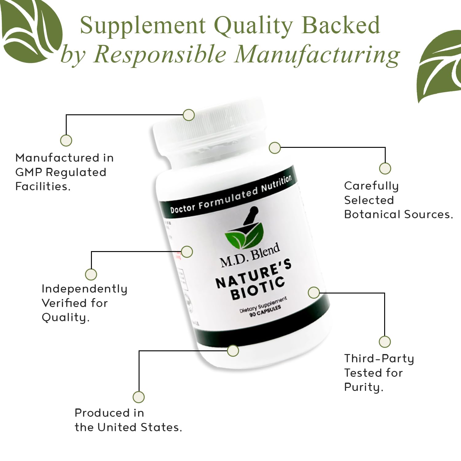 Nature’s Biotic Berberine Supplement for Daily Wellness Support with Blend of Oregano, Garlic, Vitamins C & B6, Magnesium, and Zinc, 90 Capsules (Pack of 1) M.D. BlendAu supplements