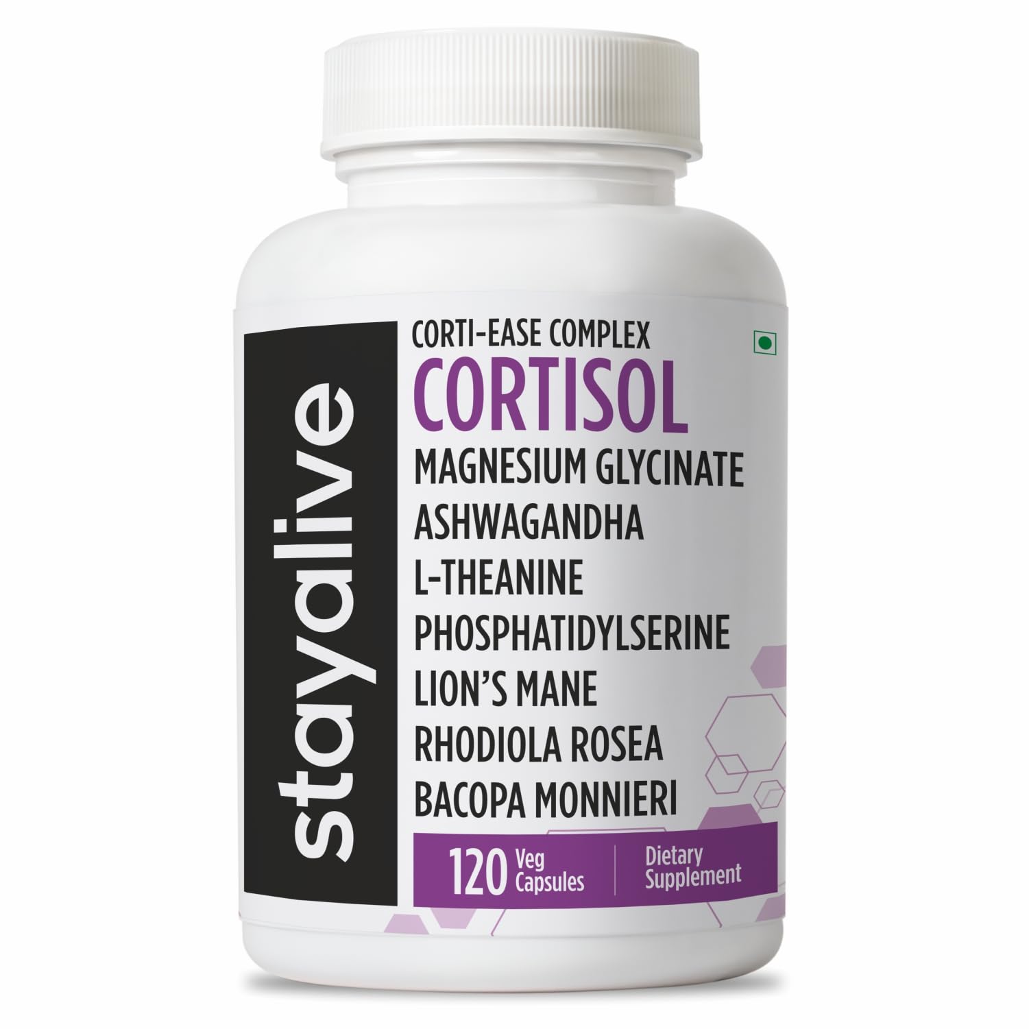 STAY ALIVE Cortisol Manager Supplement 15-in-1 Complex w/L-Theanine, Ashwagandha, Magnesium Glycinate, Phosphatidylserine and More, 120 Veg Capsules, Non-GMO & Gluten-Free Formula for Women and Men STAY ALIVEAu supplements