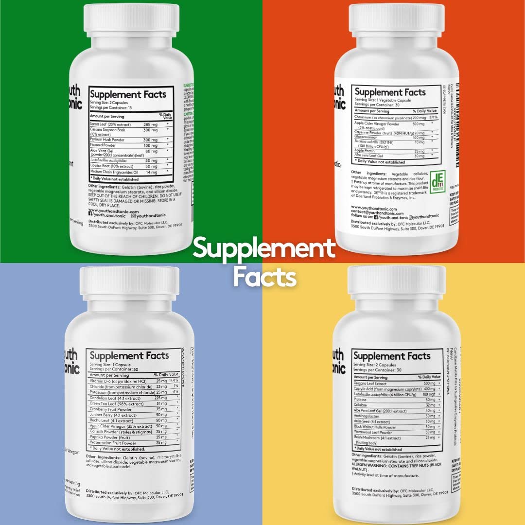 Youth & Tonic Complete Body Detox for Cleanse, Normal Acidity Gut Level and Water Youth & TonicUS supplements
