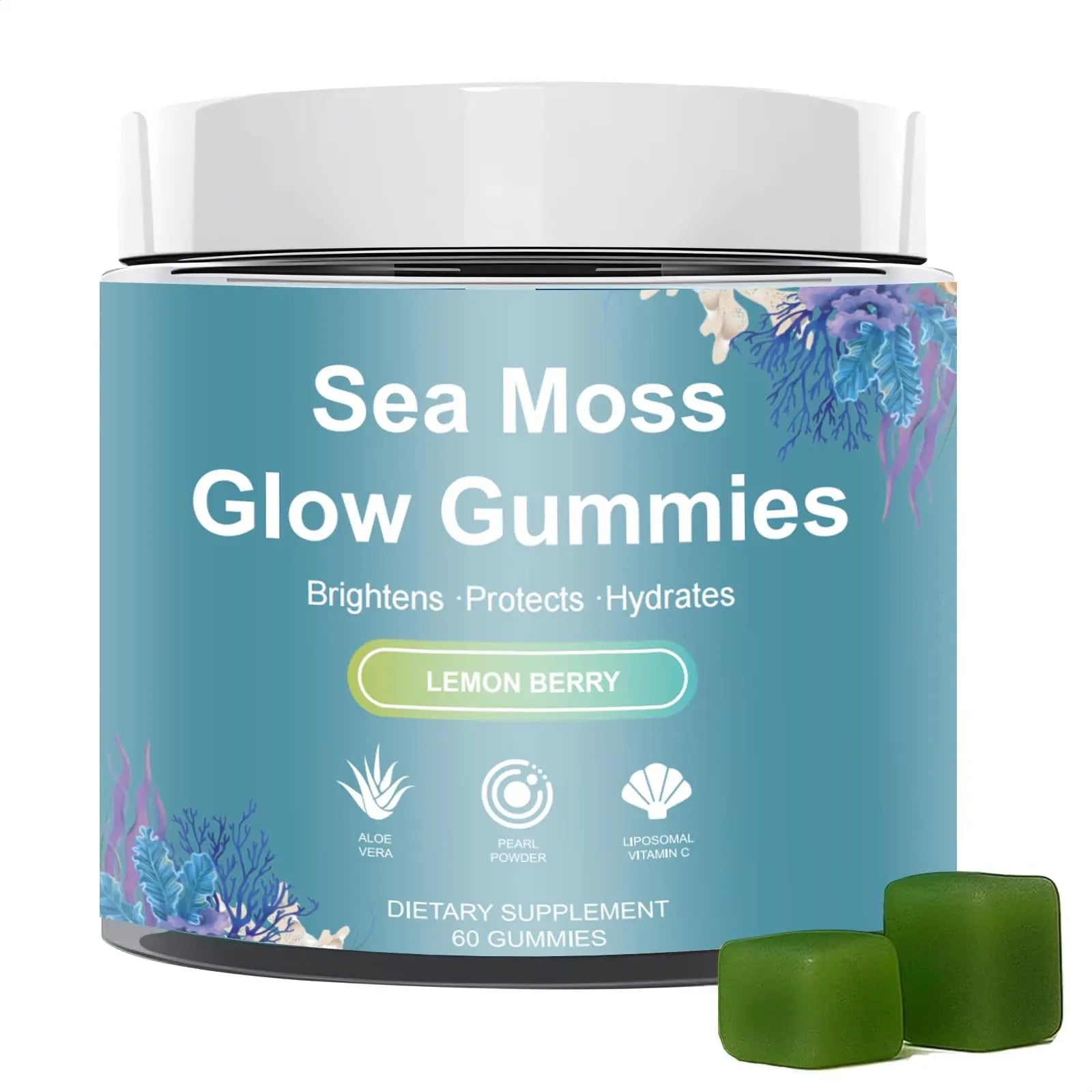 HICFRWE Sea Moss Glow Gummies - Hair Gummies with Vitamin C, Vitamin E, Aloe Vera, Pearl Powder Supports Faster Hair Growth HICFRWEAu supplements