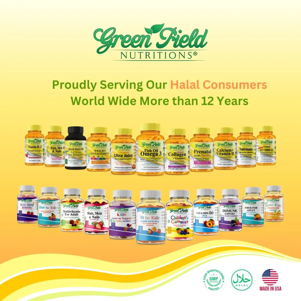 Greenfield Nutritions Halal Multivitamins for Women and Men - 60 Gelatin Free Multivitamin Tablets with 27+ Vitamin Minerals, A, B12, C, D3, Iron and Zinc GREEN FIELD NUTRITIONSAu supplements