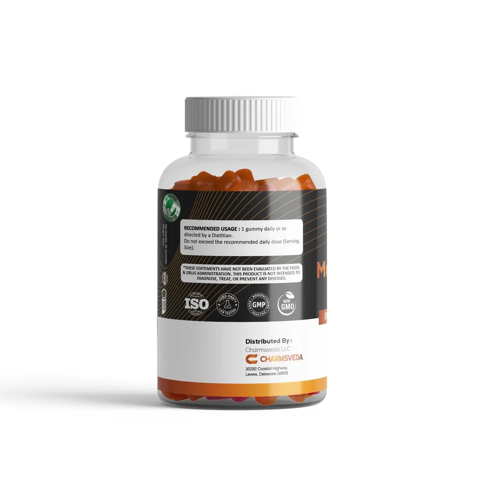 CHARMSVEDA Multivitamin Gummies – Energy, Immunity & Overall Wellness with DHA, Vitamin C, Zinc & Antioxidants – Orange Flavour – 30 Gummies CHARMSVEDAAu supplements