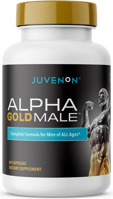 Juvenon Alpha Gold Male Testosterone Booster for Men - T-Support & Male Vitality with KSM-66 Ashwagandha + Fenugreek + Boron Citrate + Saw Palmetto, Non-GMO Vegetarian Capsules JuvenonAu supplements