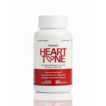 Cureayu Heart Tone Capsules | Natural Heart Health Supplement | Supports Healthy Cholesterol & Triglycerides Levels | with Arjuna, Pushkarmool + 8 Other Herbs | 90 Capsules CureayuAu supplements
