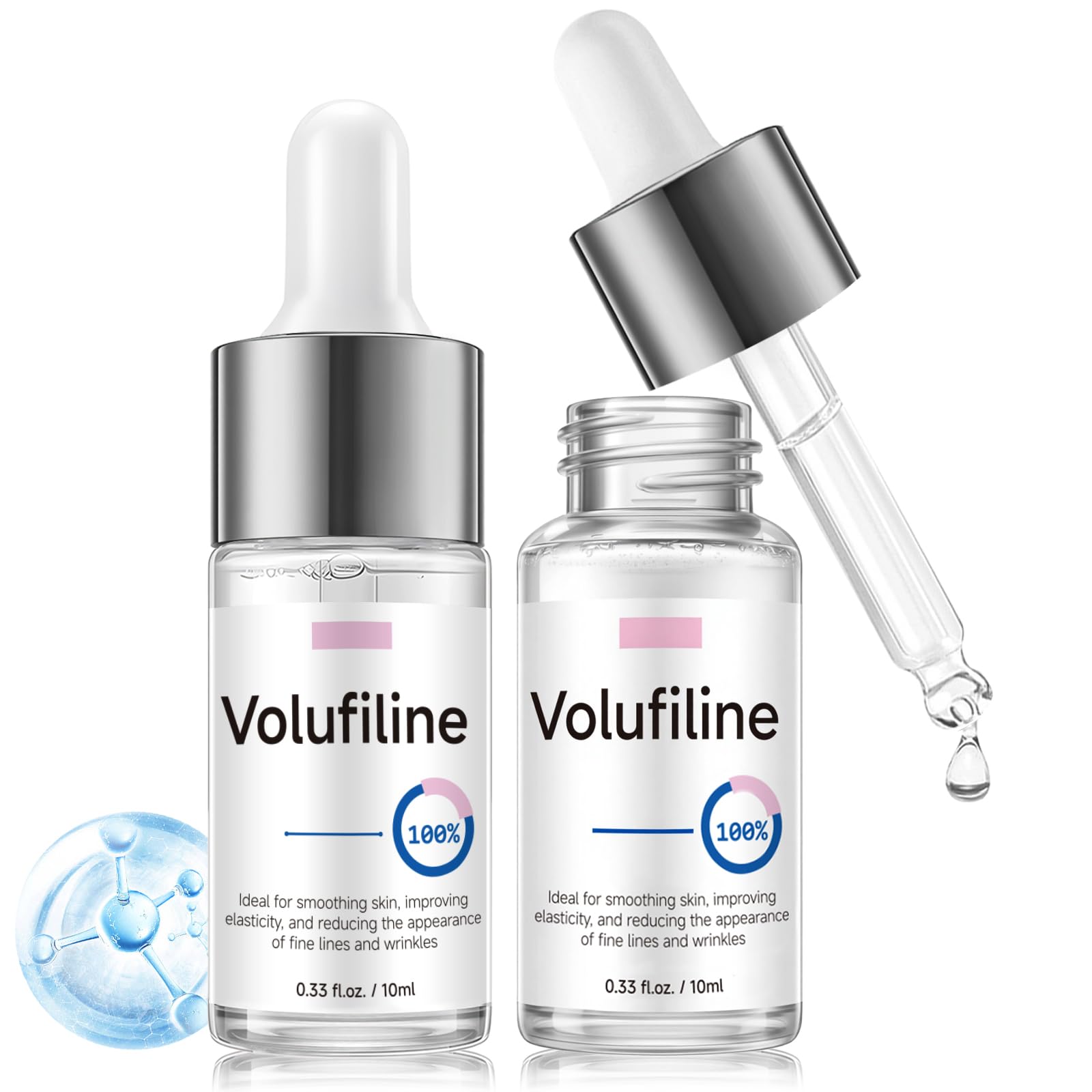 Volufiline Serum, Volufiline Under Eye Serum, Cosmetic Grade Ampoule for Skin Elasticity Improvement, Face & Body Fine Lines, Hydrating Texture, 10ml*2 GUDE GUDEAu supplements