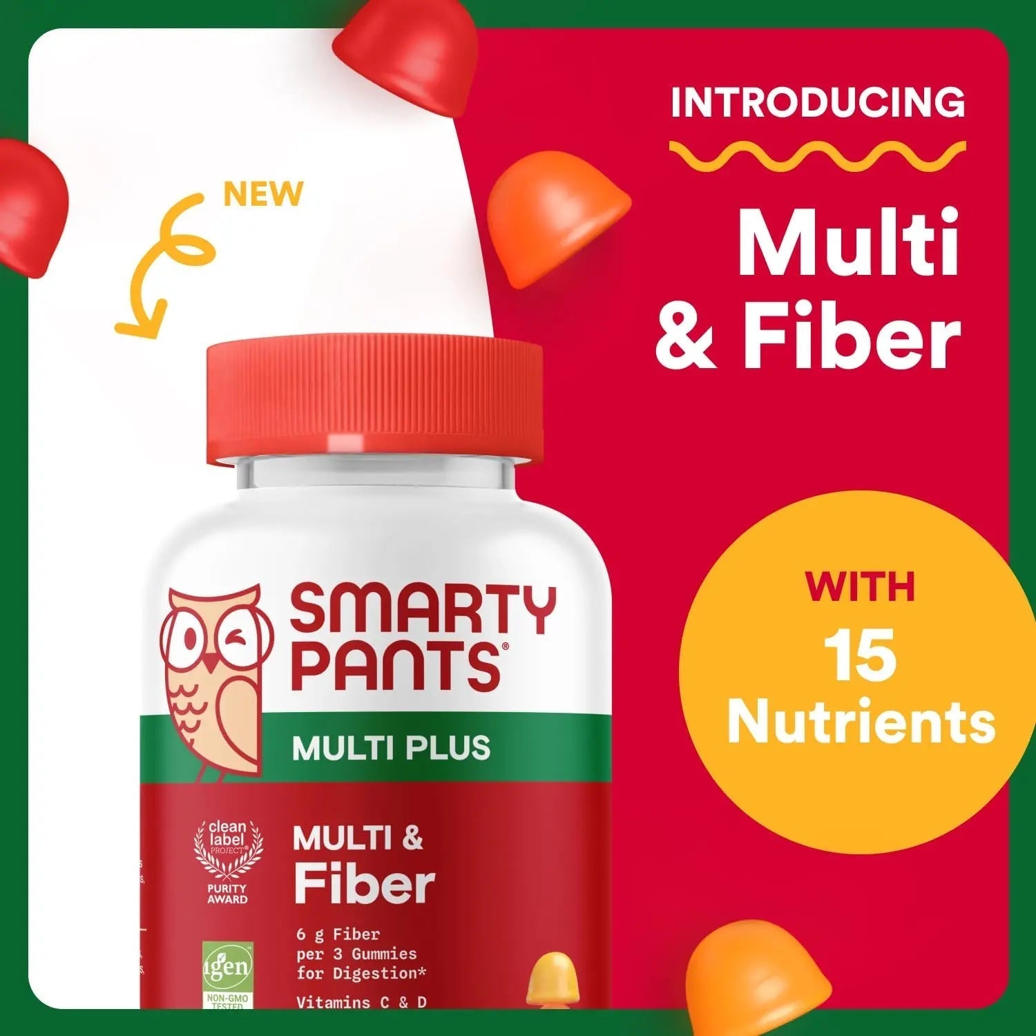 SmartyPants Fiber Supplement & Multivitamin for Men & Women - Improved Formula: Prebiotic Fiber Gummies with Omega 3 (DHA/EPA), Vitamin D3, C, Vitamin B12, B6, A, K & Zinc, 90 Count (30 Day Supply) SmartyPantsAu supplements
