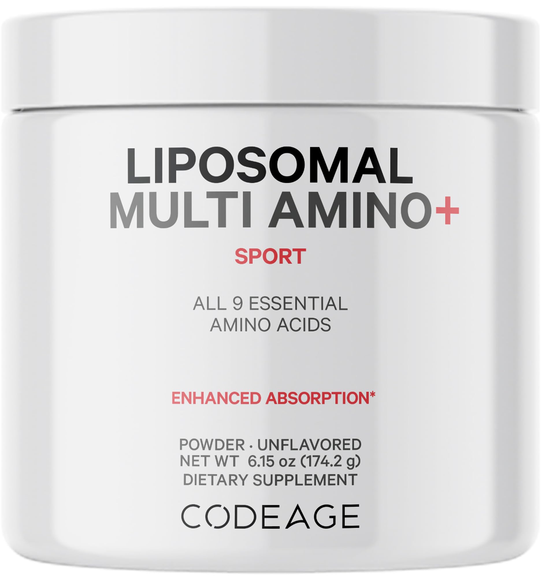 Codeage Liposomal Multi Amino Powder Supplement - BCAA & EAA Supplement All 9 Essential Amino Acids, Branched-Chain Amino Acid, Pre & Post Workout, Unflavored, Liposomal Delivery, Non-GMO, 6.15 oz CodeageAu supplements