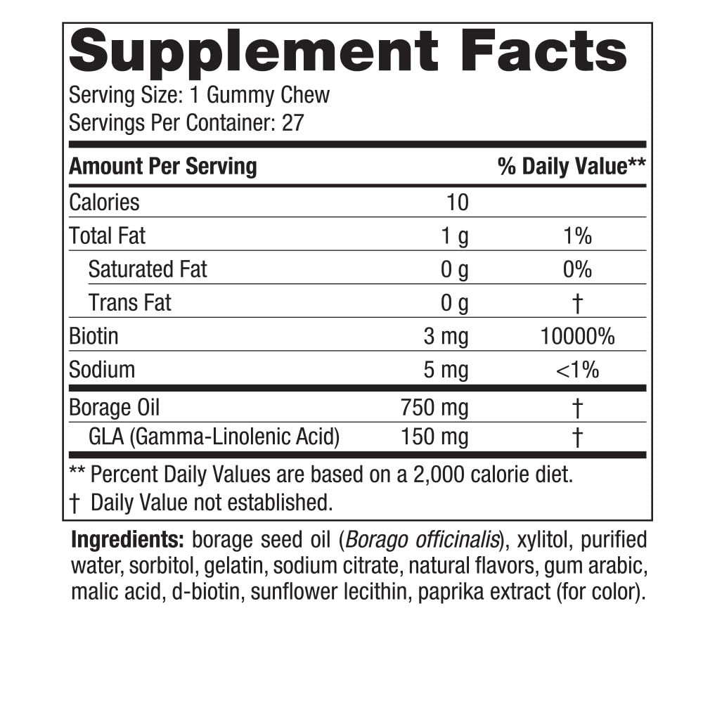 Nordic Naturals Zero Sugar Hair & Skin Gummy Chews, Strawberry Lemonade - 27 Gummy Chews - Biotin + GLA from Borage Oil - Promotes Healthy Balance of Fats in Skin - Non-GMO - 27 Servings Nordic NaturalsAu supplements