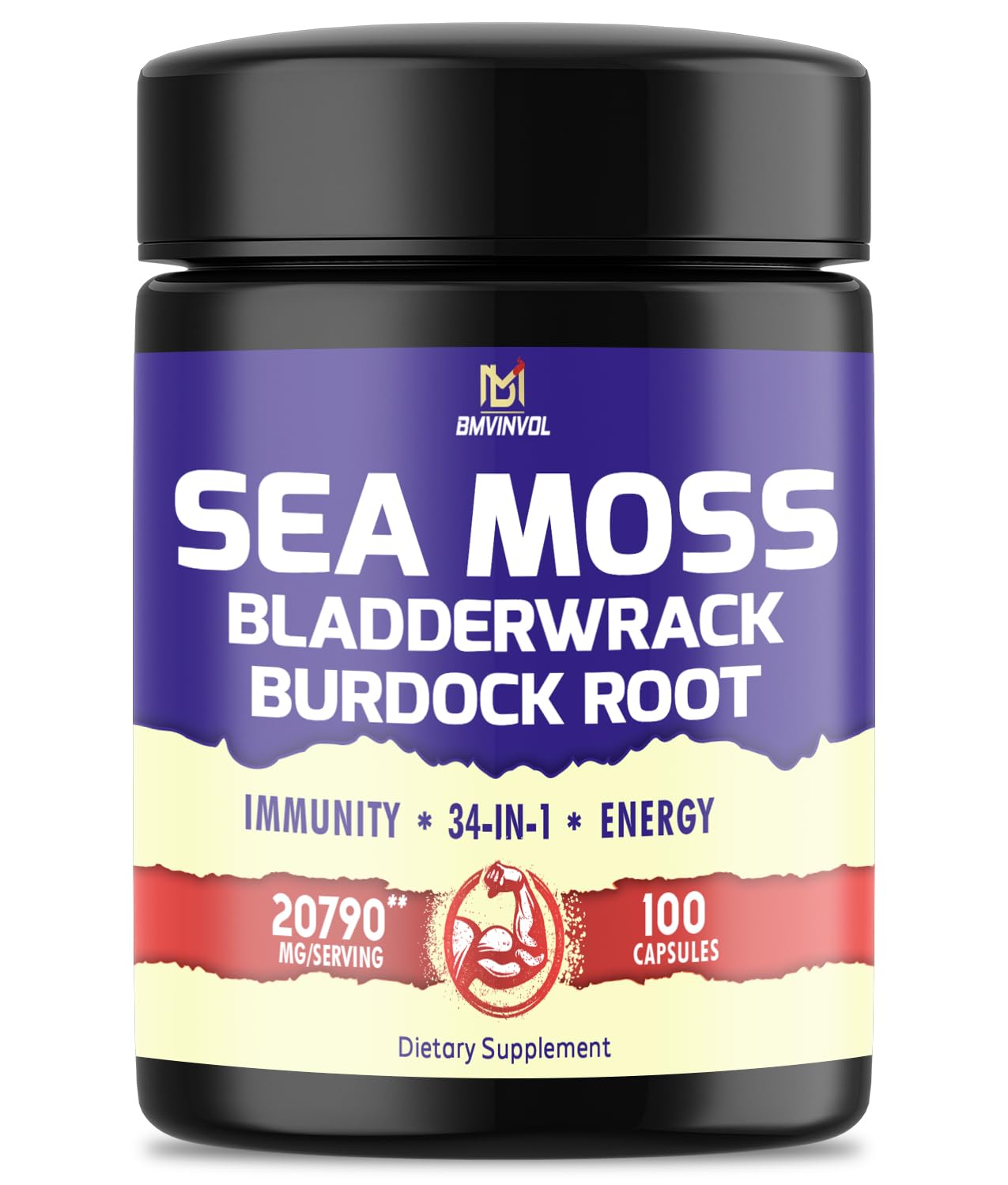 BMVINVOL 100 Capsules - Sea Moss Capsules 20790mg with Bladderwrack, Burdock BMVINVOLUS supplements