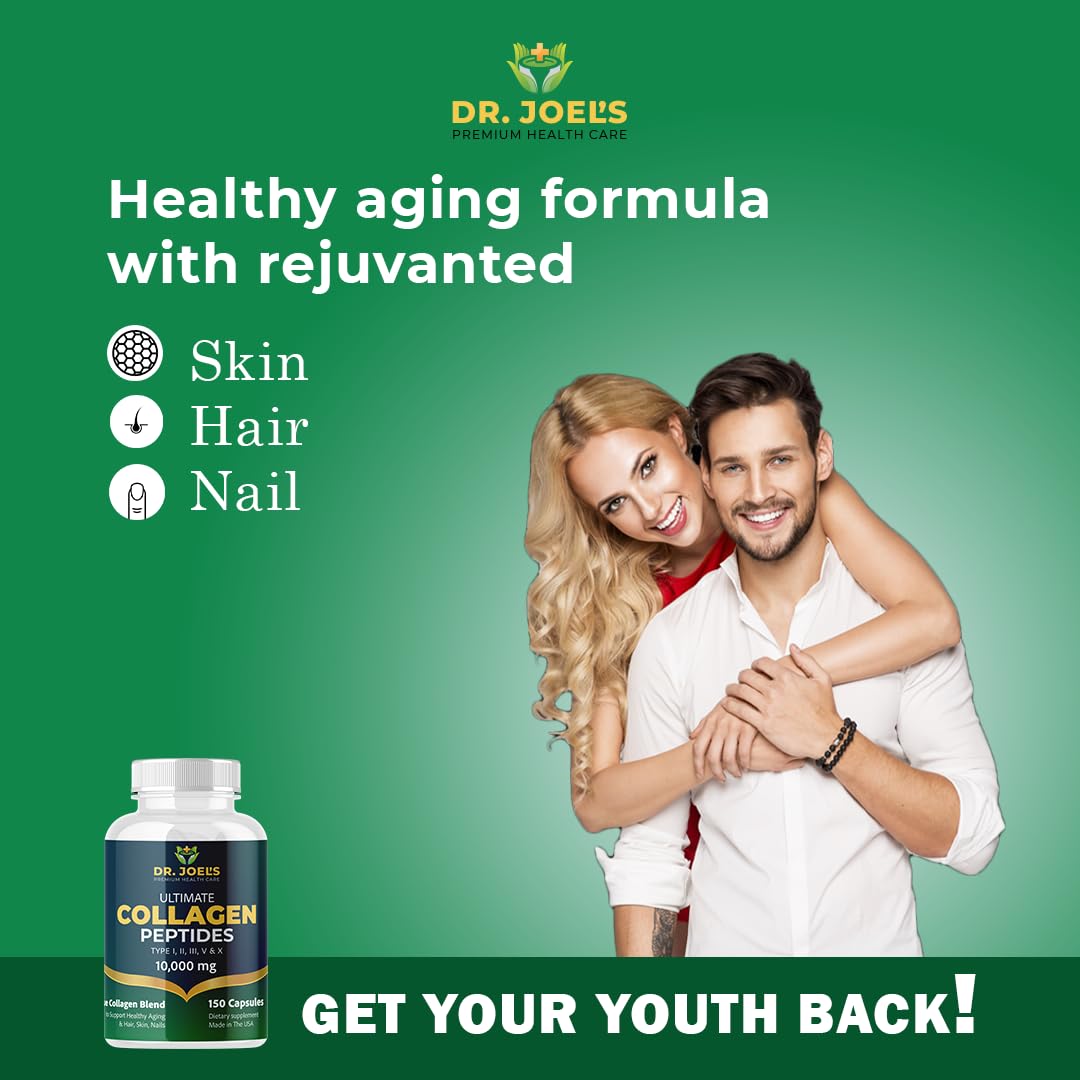 Dr. JOEL'S Multi Collagen Complex for Women and Men - Collagen Peptides Capsules with Biotin - Ultimate Collagen Pills 150 - Type I, II, III, V & X - Made in The USA Dr. JOEL'SAu supplements