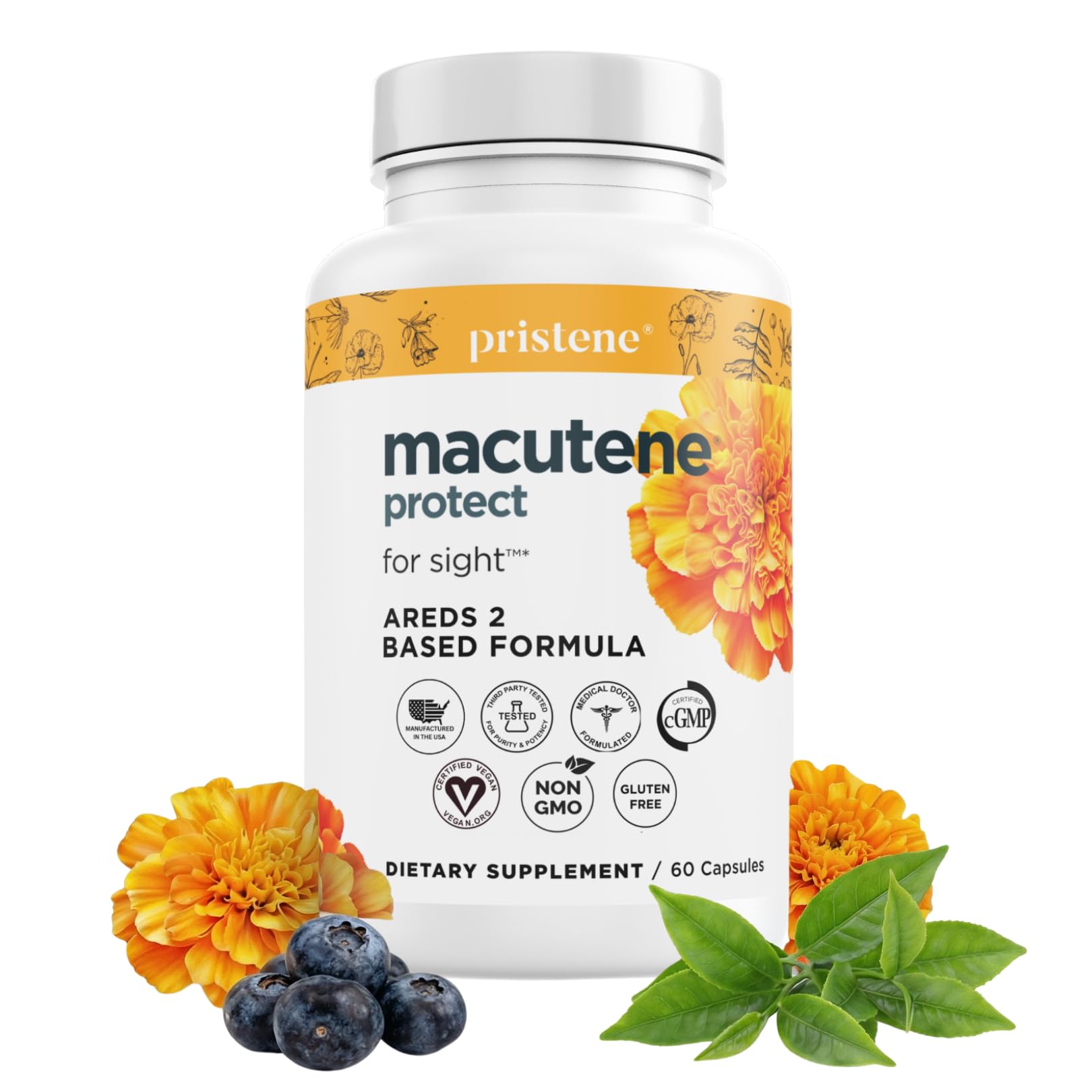 Macutene Protect Eye Vitamins for Macular Support Areds 2 with Lutein and Zeaxanthin Supplements (25mg/5mg) – Doctor Formulated Bilberry Supplement for Eyes, Lab Tested, Vegan (60 Capsules) PristeneAu supplements