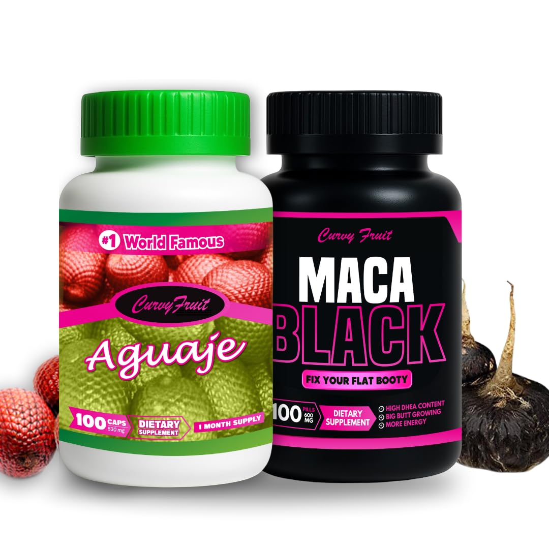 Maximum Booty Growth – Aguaje + Black Maca Pills for Women – Glute Volume Enhancer - Black Curvy Pack Curvy FruitAu supplements
