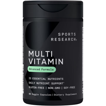 Sports Research® Multivitamin – Advanced Formula - 23 Essential Vitamins & Minerals with CoQ10 & Iodine - Daily Nutrient Support*- Non-GMO Tested & Gluten-Free -60 Veggie Capsules Sports ResearchAu supplements