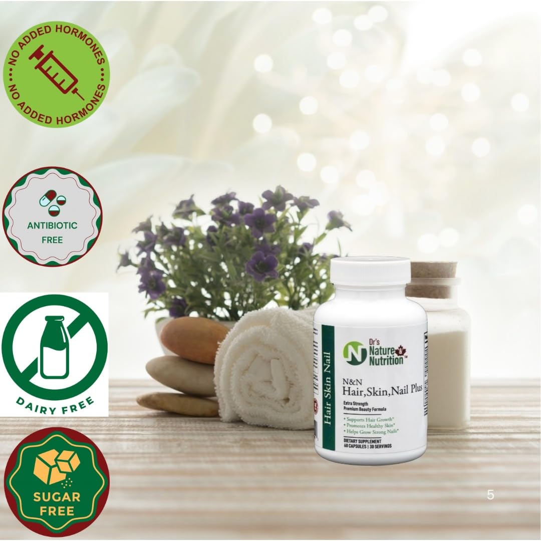 Dr's Nature & Nutrition Hair, Skin & Nail Plus Vitamin Supplement with Biotin 5000mcg, Bamboo Extract, Collagen Support - Extra Strength Beauty Supplement for Men and Women - 60 Capsules Dr's Nature & NutritionAu supplements
