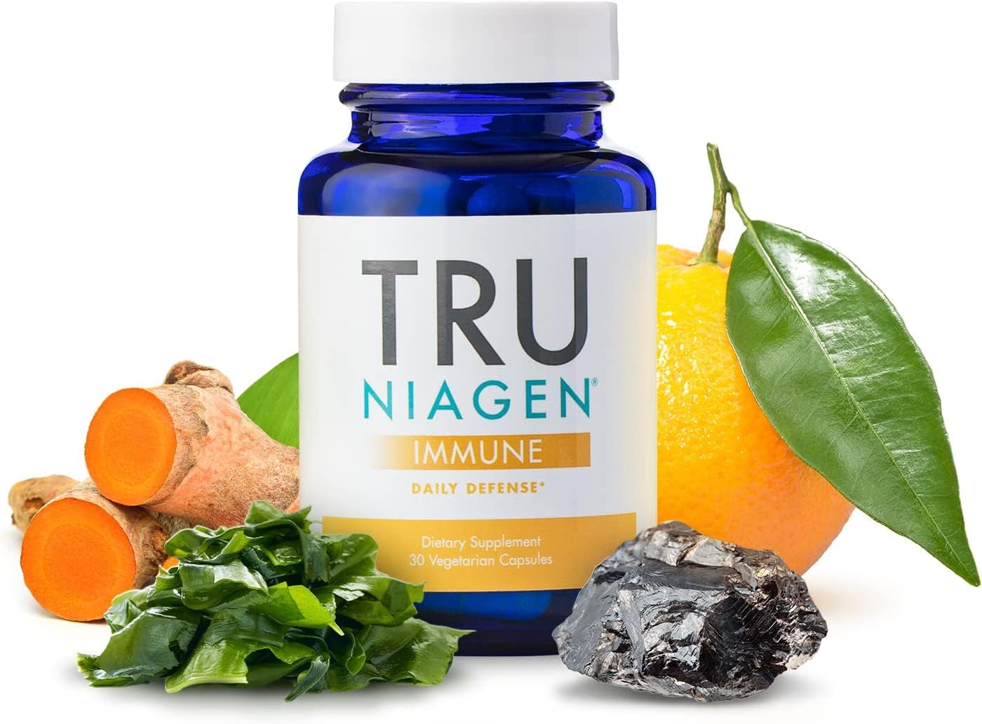 TRU NIAGEN Immune Support Supplement - Daily Defense - Vitamin C from Fermentation, Vegan Vitamin D3 2000 IU, Zinc, Plus Theracurmin (Curcumin) + Multi Award-Winning NAD Boosting Niagen 150mg 30ct TRU NIAGENUS supplements