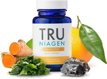 TRU NIAGEN Immune Support Supplement - Daily Defense - Vitamin C from Fermentation, Vegan Vitamin D3 2000 IU, Zinc, Plus Theracurmin (Curcumin) + Multi Award-Winning NAD Boosting Niagen 150mg 30ct TRU NIAGENUS supplements