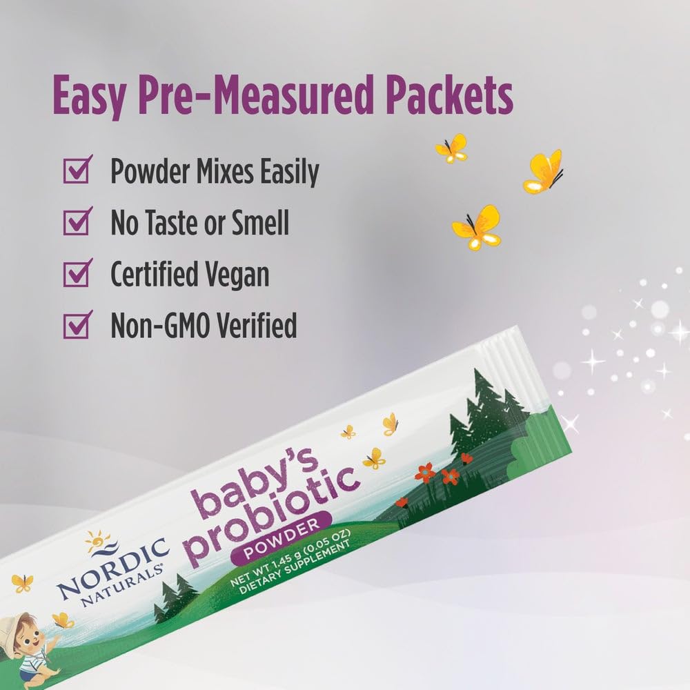 Nordic Naturals Children's Vegan Probiotic Powder Bundle - Baby’s Nordic Flora Probiotic Powder, Unflavored - 30 Packets - 4 Billion CFU Nordic NaturalsAu supplements