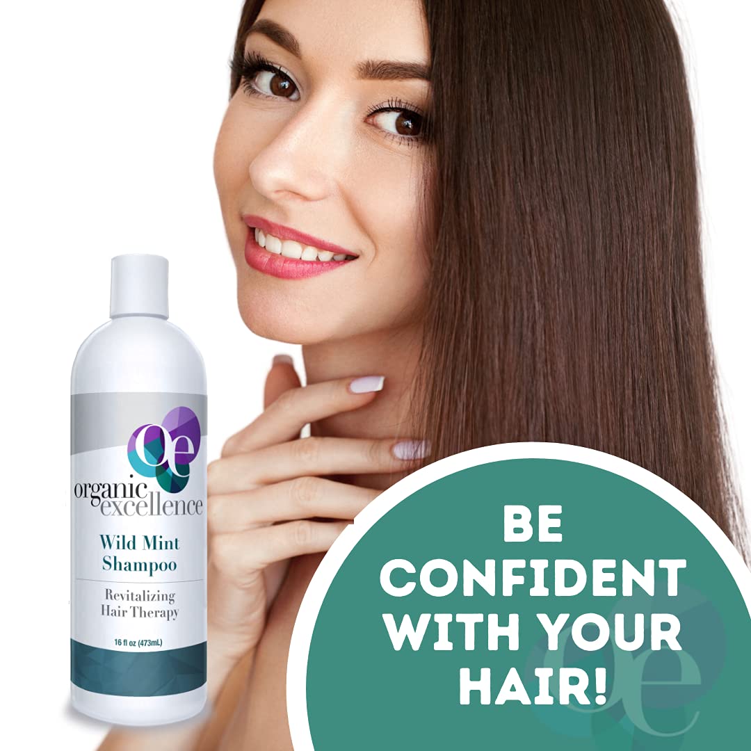 Organic Excellence Natural Organic Shampoo, Wild Mint & Rosemary, Chemical Free, Plant-Based, Toxin-Free, Cruelty-Free, Certified Herbs & Oils For Healthy Full-Bodied Hair 16 fl. oz Organic ExcellenceAu supplements