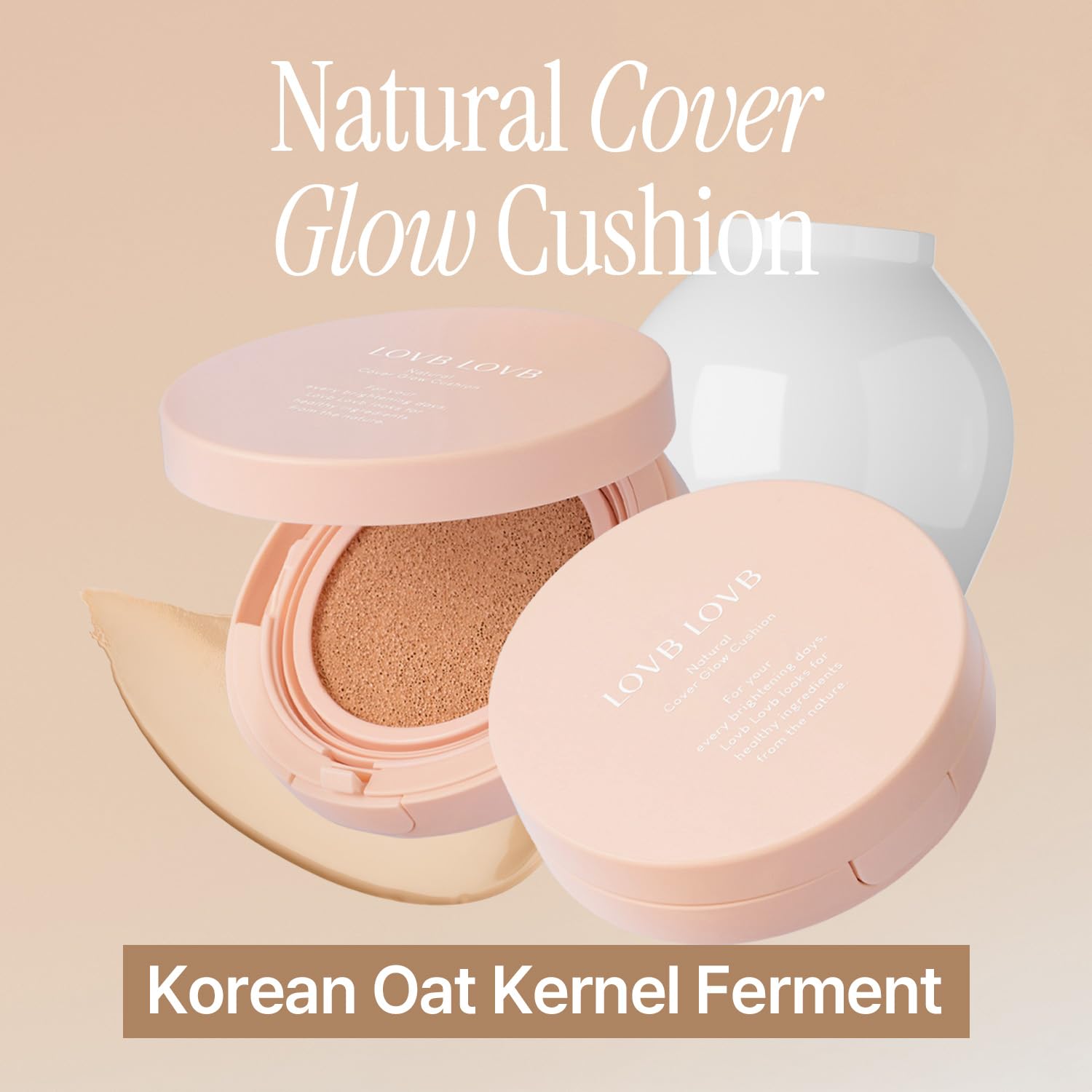 LOVB LOVB Natural Cover Glow Cushion Foundation | Satin Radiant Finish | Korean Foundation Makeup | Long-Lasting Natural Coverage | for All Skin Types 0.42 oz. (23N Natural Beige) LOVB LOVBAu supplements