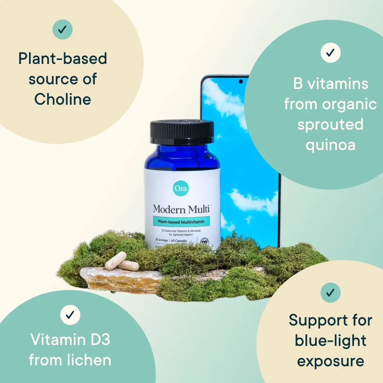 Ora Organic Plant Based Multivitamin for Women and Men, Bluelight Protection - Brain, Eye, Energy, Immune, Skin, Hair, Heart Ora OrganicAu supplements