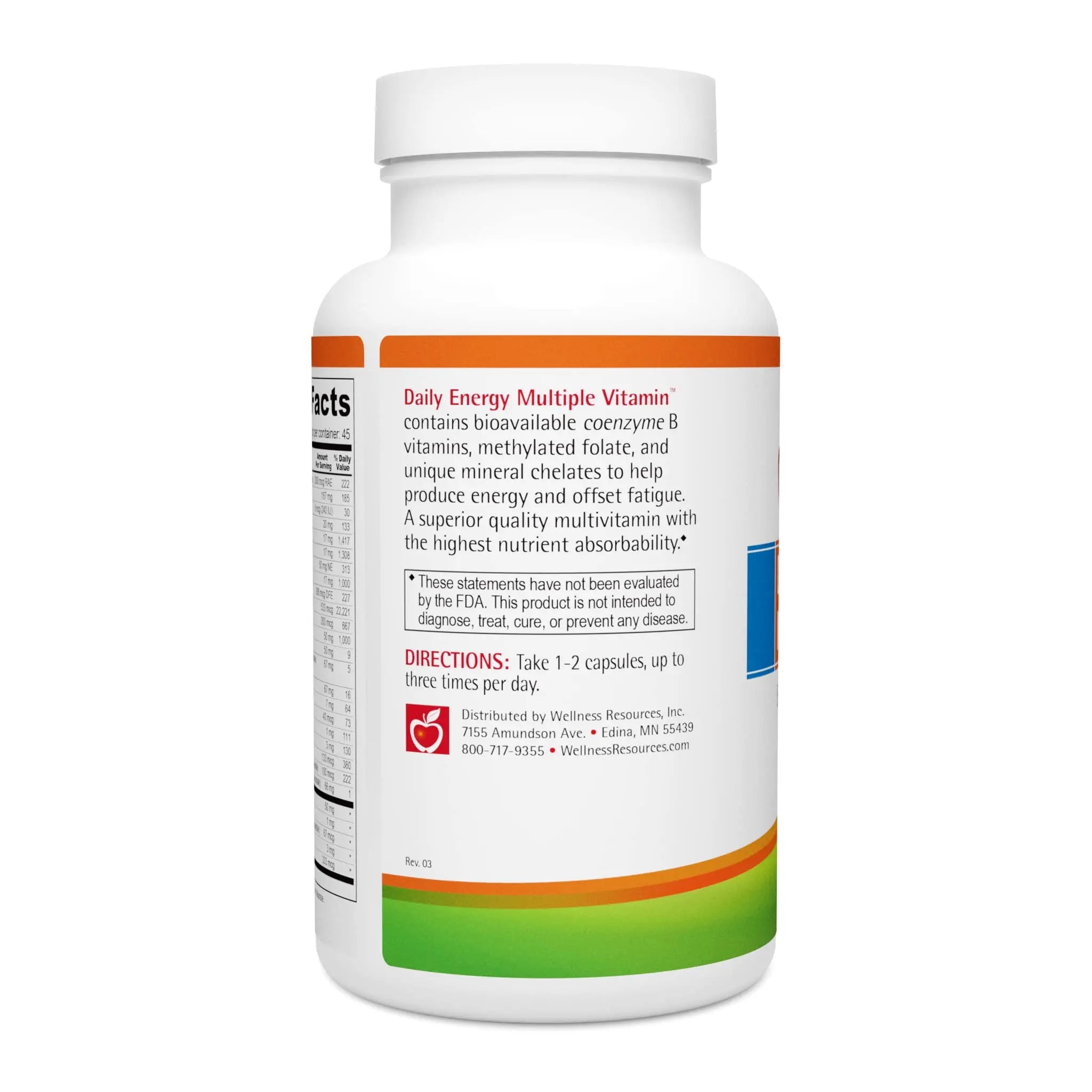 Wellness Resources Daily Energy Multiple Vitamin - 90 Capsules - Methylated Daily MTHFR Multivitamin Without Iron Wellness ResourcesAu supplements