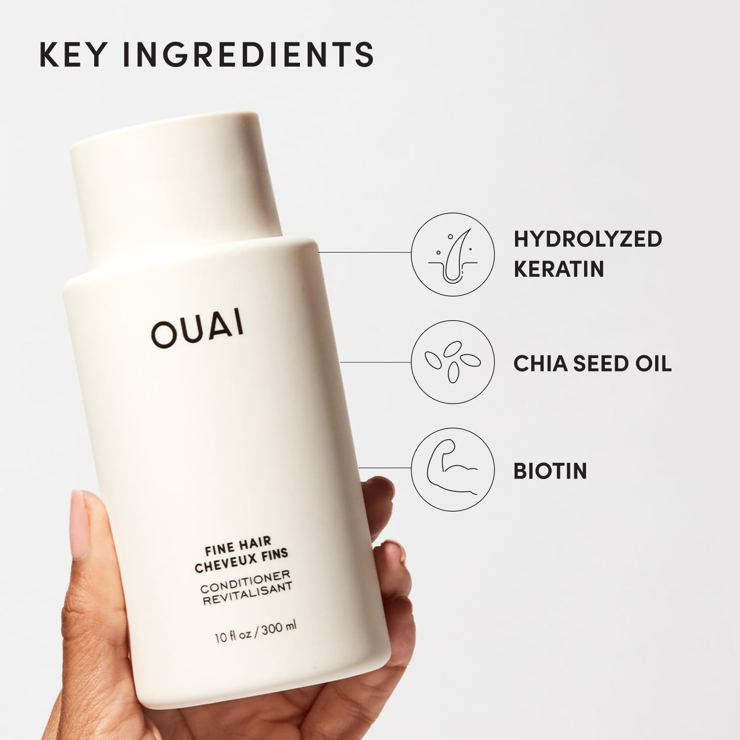 OUAI Fine Hair Conditioner Travel Size - Volumizing Conditioner for Fine Hair with Keratin, Biotin & Chia Seed Oil - Adds Softness, Bounce & Volume - Free from Parabens, Sulfates & Phthalates (3 Oz) OUAIAu supplements